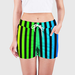 Шорты женские Цветные полоски, цвет: 3D-принт — фото 2