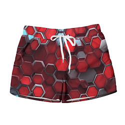 Шорты женские Cyber hexagon red, цвет: 3D-принт