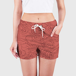 Шорты женские Пыльно-розовый абстракция разводы, цвет: 3D-принт — фото 2