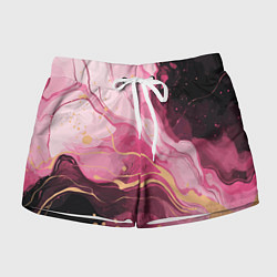 Женские шорты Абстрактный черно-розовый мраморный узор