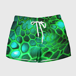 Шорты женские Зеленые неоновые соты, цвет: 3D-принт