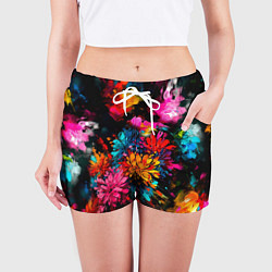 Шорты женские Краски и цветы, цвет: 3D-принт — фото 2