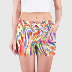 Шорты женские Размытые краски абстракция, цвет: 3D-принт — фото 2
