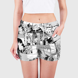 Шорты женские Человек Бензопила манга, цвет: 3D-принт — фото 2