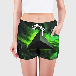 Шорты женские Зеленые треугольники, цвет: 3D-принт — фото 2