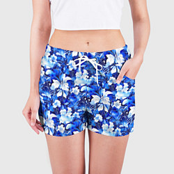 Шорты женские Голубой цветник, цвет: 3D-принт — фото 2