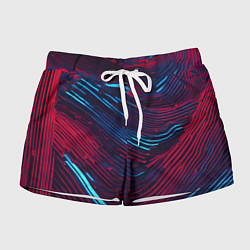 Женские шорты Волнистые линии красные и синие