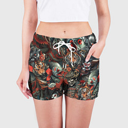 Шорты женские Татуировка ирезуми в японском стиле, цвет: 3D-принт — фото 2