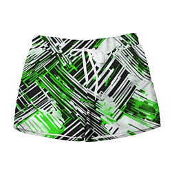 Шорты женские Киберпанк линии белые и зелёные, цвет: 3D-принт