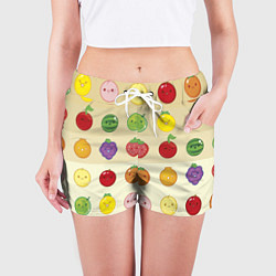 Шорты женские Фрукты паттерн - suika game, цвет: 3D-принт — фото 2