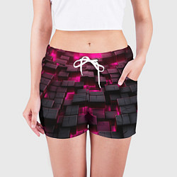 Шорты женские Фиолетовые и черные камни, цвет: 3D-принт — фото 2