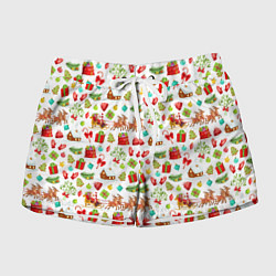 Шорты женские Новогодний патерн, цвет: 3D-принт