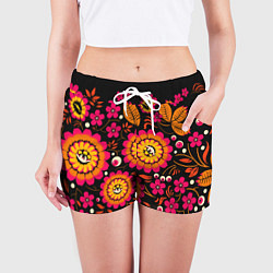 Шорты женские Хохлома параноидальная, цвет: 3D-принт — фото 2