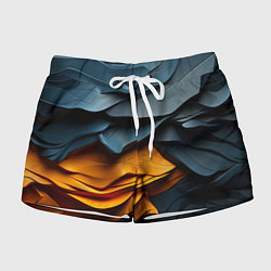 Шорты женские Темная текстура с желтой вставкой, цвет: 3D-принт