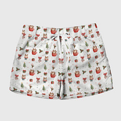 Шорты женские Милые оленята в кружках, цвет: 3D-принт
