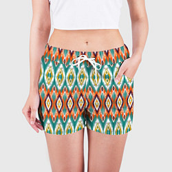 Шорты женские Орнамент икат - имитация аткласной ткани, цвет: 3D-принт — фото 2