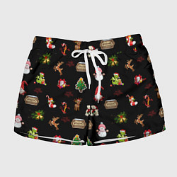 Женские шорты Много новогодних игрушек