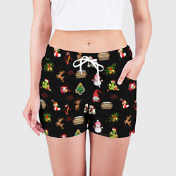 Шорты женские Много новогодних игрушек, цвет: 3D-принт — фото 2