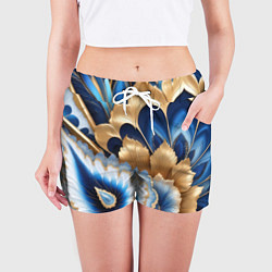 Шорты женские Королевский синий с золотом, цвет: 3D-принт — фото 2