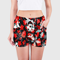 Шорты женские Рождественские паттерны орнамент, цвет: 3D-принт — фото 2