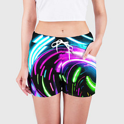 Шорты женские Неоновая экспрессивная абстракция, цвет: 3D-принт — фото 2