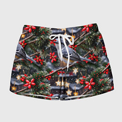 Женские шорты Рождественская птица пересмешник
