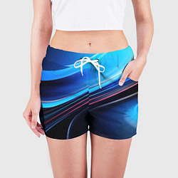 Шорты женские Синяя и черная абстракция геометрическая, цвет: 3D-принт — фото 2