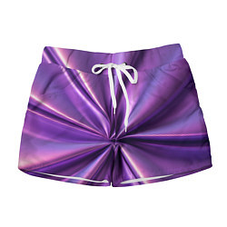 Шорты женские Металлический фиолетовый атлас ткань, цвет: 3D-принт