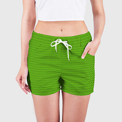 Шорты женские Кислотный зелёный имитация сетки, цвет: 3D-принт — фото 2