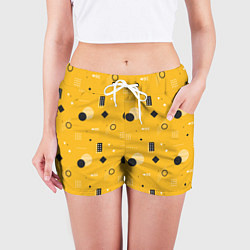Шорты женские Геометрия в стиле мемфис на желтом, цвет: 3D-принт — фото 2