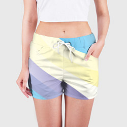 Шорты женские Паттерн цветные волны - color waves, цвет: 3D-принт — фото 2