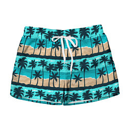 Шорты женские Пляжные пальмы паттерн, цвет: 3D-принт