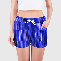 Шорты женские Синий ультрамарин абстрактные полосы, цвет: 3D-принт — фото 2