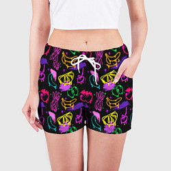 Шорты женские Фруктовое граффити паттерн, цвет: 3D-принт — фото 2