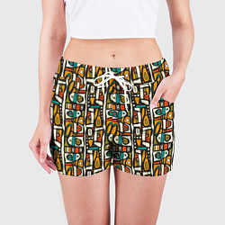 Шорты женские Африканские этно узоры, цвет: 3D-принт — фото 2