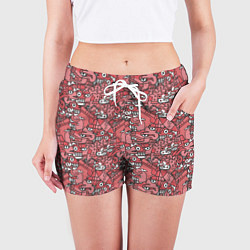 Шорты женские Ацтеки и звери, цвет: 3D-принт — фото 2