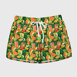 Шорты женские Летний лимонад паттерны, цвет: 3D-принт