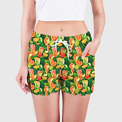 Шорты женские Летний лимонад паттерны, цвет: 3D-принт — фото 2