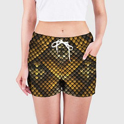 Шорты женские Кольчуга - металлическая чешуя змеи, цвет: 3D-принт — фото 2