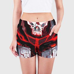 Шорты женские Red stripes on a black and white background, цвет: 3D-принт — фото 2