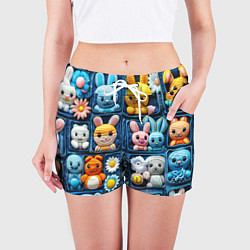 Шорты женские Пэчворк с зайцами, цвет: 3D-принт — фото 2