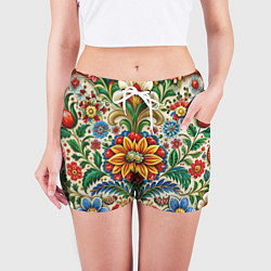 Шорты женские Русские классические узоры и орнамент, цвет: 3D-принт — фото 2