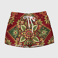 Шорты женские Стиль советского ковра узоры и орнамент, цвет: 3D-принт