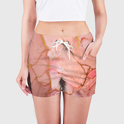 Шорты женские Текстура розового мрамора с золотом, цвет: 3D-принт — фото 2