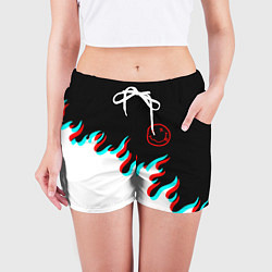 Шорты женские Нирвана глитч огонь, цвет: 3D-принт — фото 2