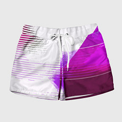 Шорты женские Горизонтальные полосы на розово-белом фоне, цвет: 3D-принт
