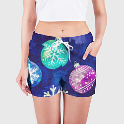 Шорты женские Новогодний узор, цвет: 3D-принт — фото 2