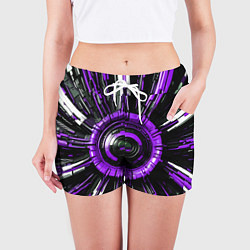 Шорты женские Чёрно-фиолетовая сфера киберпанк, цвет: 3D-принт — фото 2