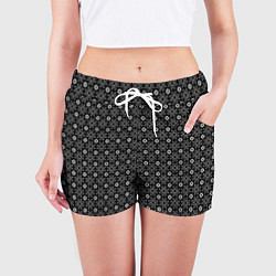 Шорты женские Белые звёзды на чёрном фоне, цвет: 3D-принт — фото 2