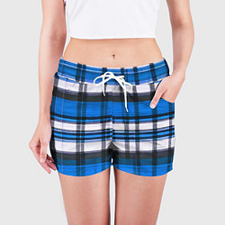 Шорты женские Сине-белая ткань в клетку, цвет: 3D-принт — фото 2